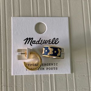 Madewell butterfly enamel huggie hoop earring